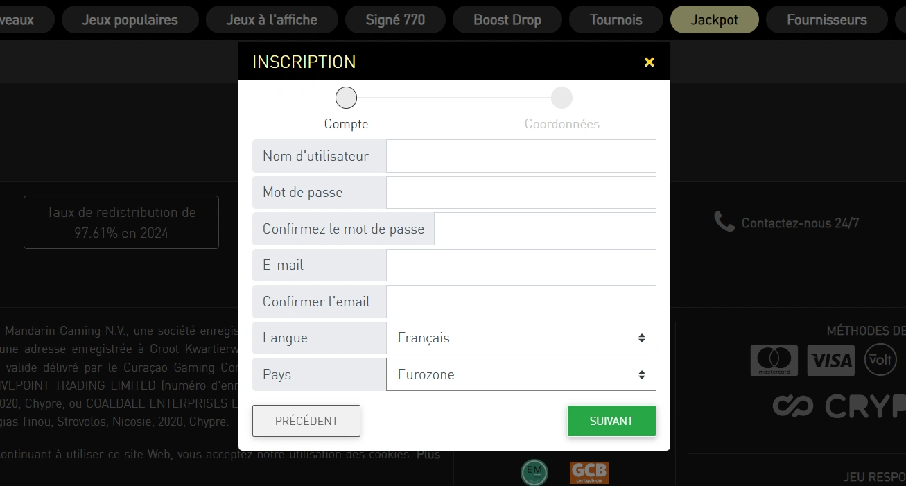 Inscription et connexion à 770 casino